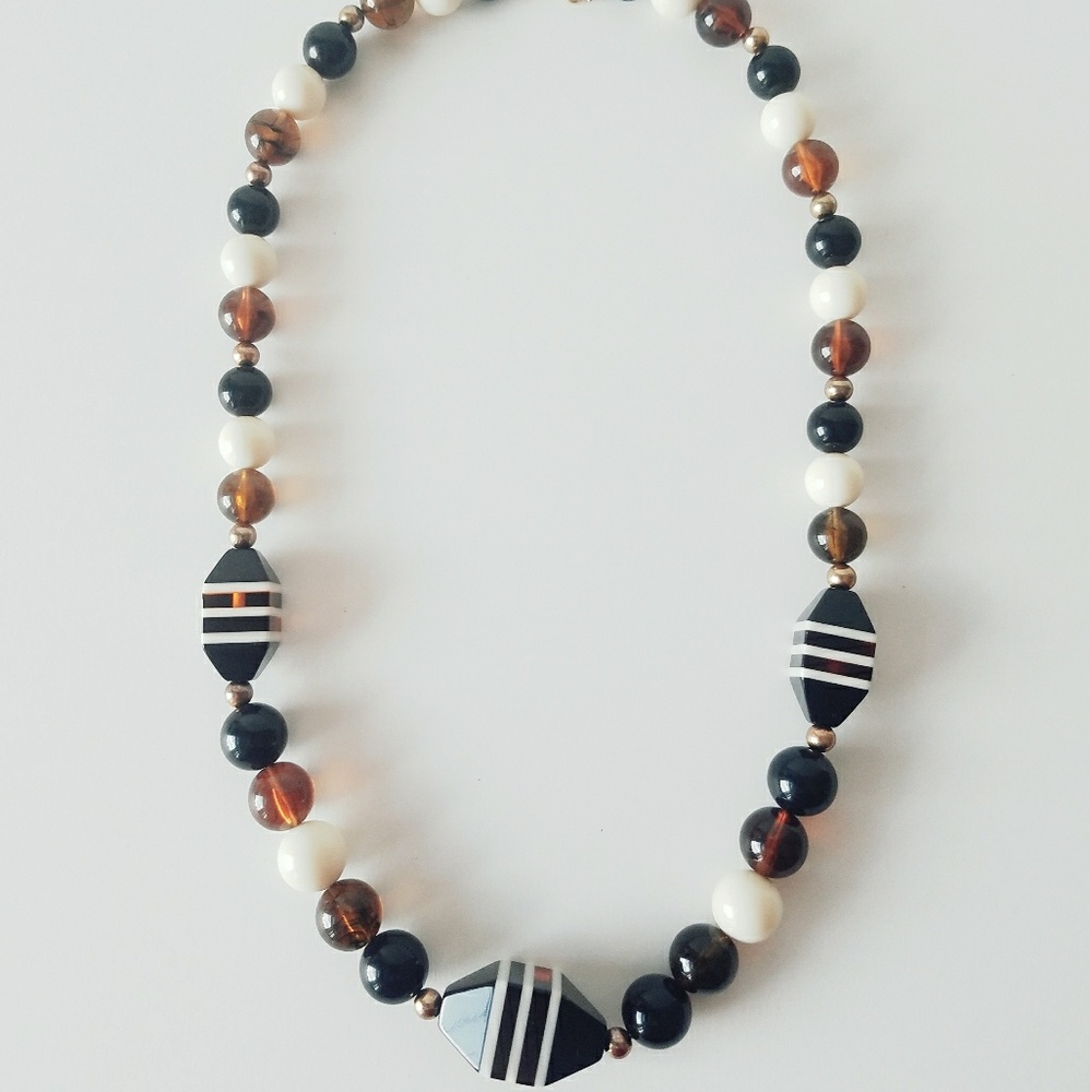 Fun Vintage Geometric Root Beer Acrylic Necklace